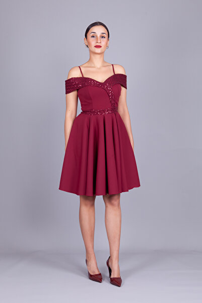 Bidoluelbise Бордовий сукня з бретельками, низькими плечима, у клітинку, з па...