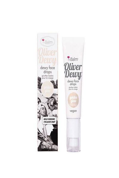the balm Oliver Dewy Face Drops Illuminator Highlighter Peach-Gold-Suncolor