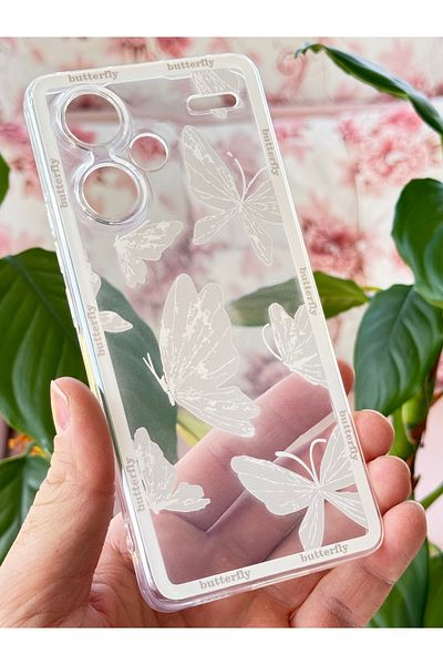 Fibaks حافظة لهاتف Xiaomi Redmi Note 13 Pro Plus بتصميم فراشة شفافة وغطاء ناعم لحماية الكاميرا