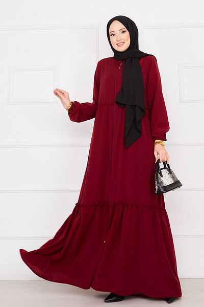 EBRUTESETTÜR Elastic Sleeve Gathered Hijab Ferace