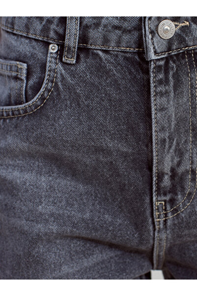 Dilvin 71792 Snow Wash Wideleg Denim Trousers-Anthracite