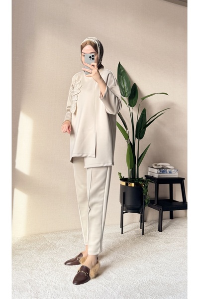 Venoura طقم حجاب سكوبا بقصة غير متماثلة مزهّرة مكون من قطعتين مقاس واسع