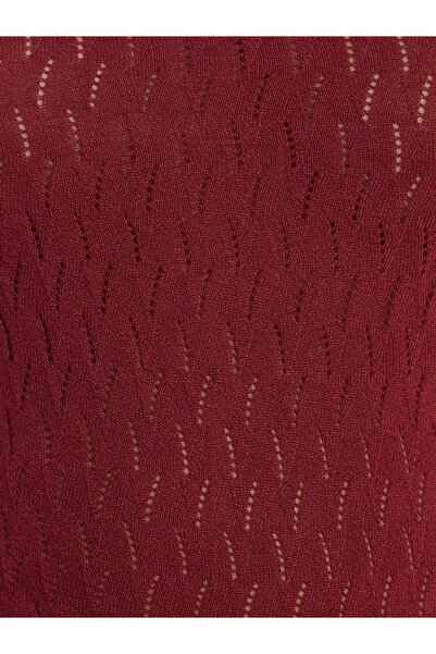 Dilvin 10732 Bluză din tricot subțire cu fundă ajurata cu bretele - Bordeaux