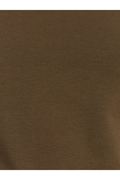 Dilvin 31655 Crew Neck Crop Top-Χακί