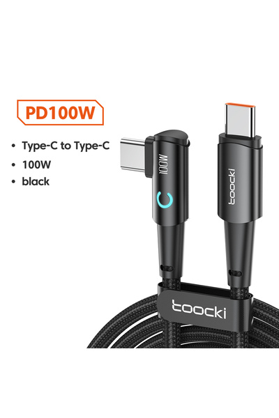 Choice كابل توكي بطول 1 متر وقوة 100 واط من نوع USB-C إلى USB-C، أسود اللون، ...