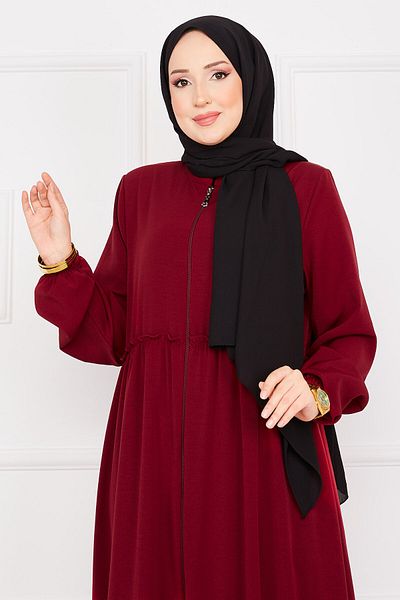 EBRUTESETTÜR Elastic Sleeve Gathered Hijab Ferace