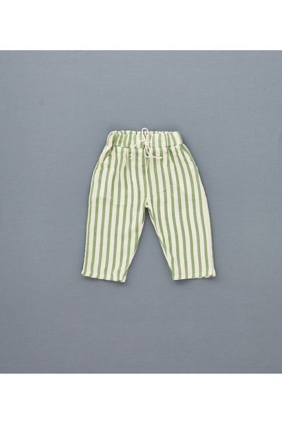 Kirazkids Muslin Trousers Green Striped