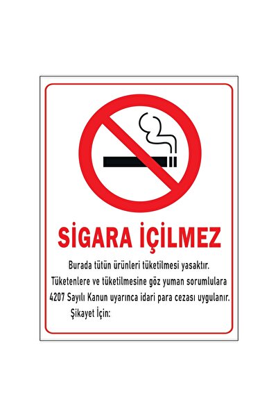 Lucena Metal Sigara Içilmez 15 Cm X 20 Cm Uyarı Levhası Yönlendirme Tabelası