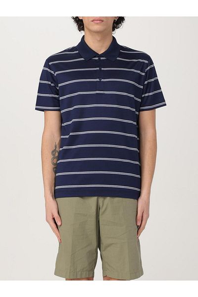 PAUL&SHARK Men's Regular Fit Short Sleeve Striped 100% Cotton Navy Blue-White Polo Neck T-Shirt 25411303 -367