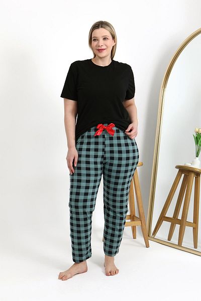 Akbeniz Women's Cotton Oversize Bottom Pajamas 27557 Turquoise