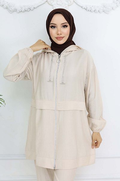 benguen Chain Detailed Hijab Suit Stone Color 4760