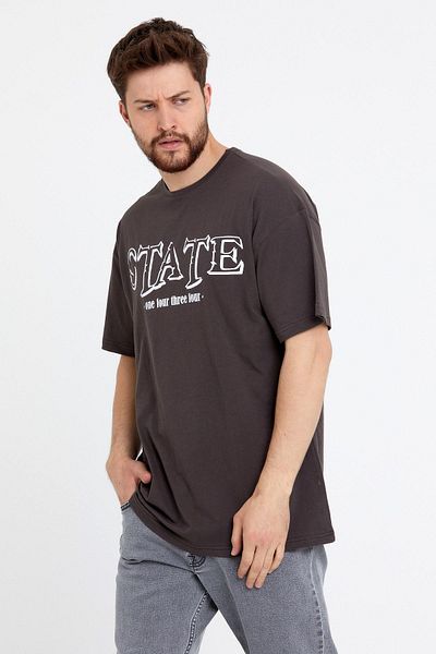 Polo State Ανδρικό μπλουζάκι με στάμπα Oversize καφέ
