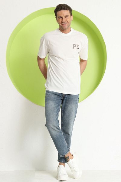 Polo State Ανδρικό μπλουζάκι Ps Printed Oversize Ecru