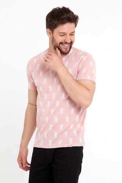 Polo State Men's Jacquard Basic T-shirt Pink
