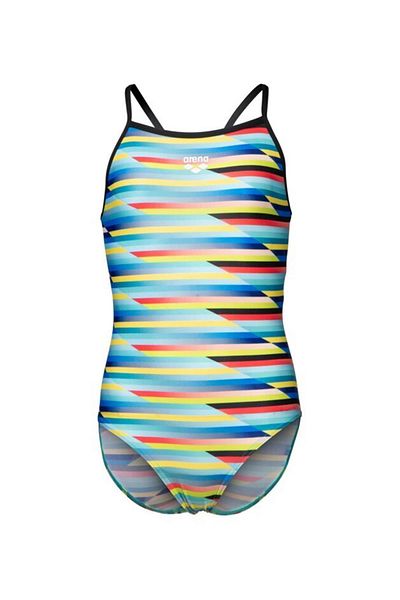 ARENA Girl's Arena Racing Stripe Swimsuit Lightdrop Back Girl's Training Swimsuit