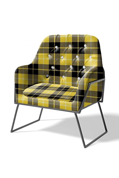 KumaşEvi Жовто-чорна картата полиестер, подходяща за тапицерия и чанти