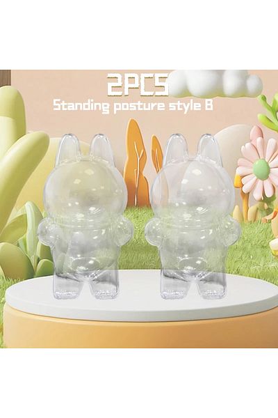 Choice no doll Shell-B 2PCS Labubu Blind Box Transparent Protective Cover Thickened Dust Bag Pendant Doll A