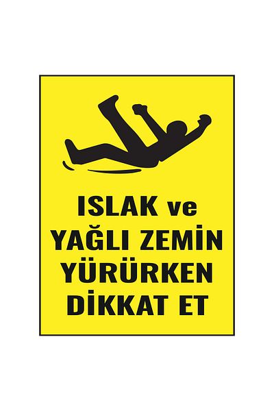 Lucena Metal Wet and Oily Floor Beware While Walking 15 cm X 20 cm Warning Sign Direction Sign