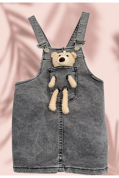 ribana Denim Skirt with Teddy Bear and Light Black Girl Slopet