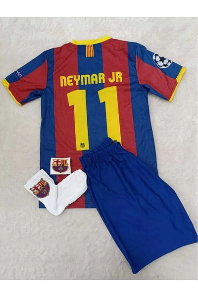 yenteks Barcelona Neyamr JR 2011 Tricou de fotbal pentru copii Set de 4 tricouri+Short+Șosete+Brățară