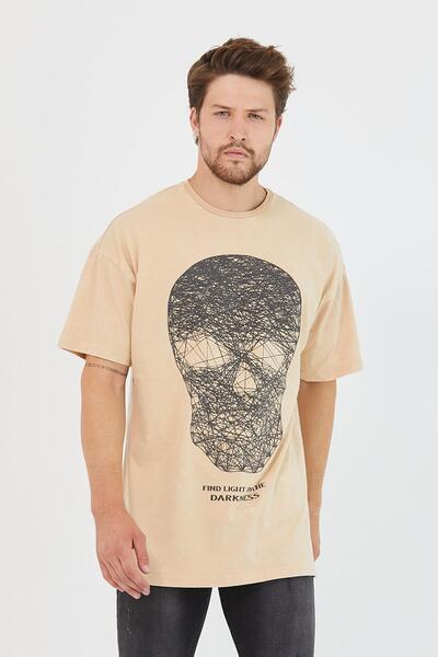 Polo State Ανδρικό μπλουζάκι με στάμπα Oversize Basic Μπεζ
