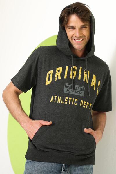 Polo State Tricou oversize cu glugă pentru bărbați, antracit