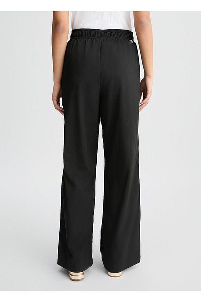 Liu Jo Women's Comfortable Fit Elastic Waist Wide Leg Black Trousers