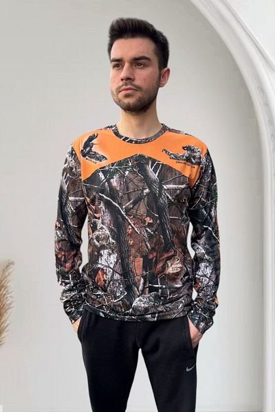 WİDİ Tricou cu model de pădure de vânătoare - Regular Fit Crew Neck Manecă lungă DRY TOUCH