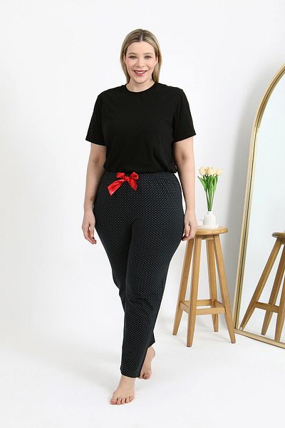 Akbeniz Women's Cotton Large Size Bottom Pajamas 27557 Black