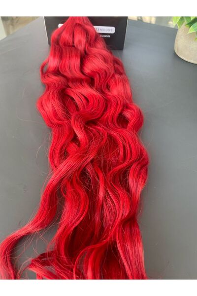 PERUK Touch Kızıl Kırmızı Gerçek Saç Mikro Kaynak Saç Keratin Kaynak 60 Cm 0,6gr