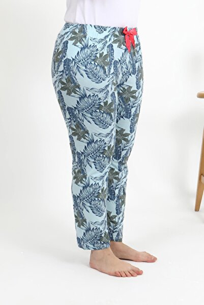 Akbeniz Pijama de damă, mărime mare, din bumbac, albastru 27558