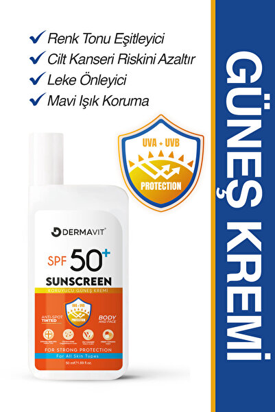 Dermavit Ton Eşitleyici Yüksek Koruma Etkili Spf50 Aydınlatıcı Yüz Güneş Krem...