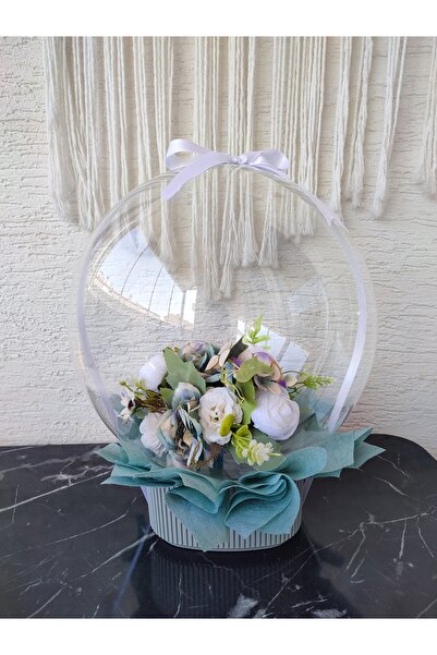 büyülücompany Büyülü Balon-Beyaz Mavi Çiçek Buketi Sevgililer Günü-Doğum Günü...