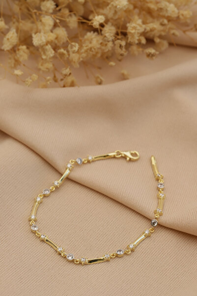 Neva GOLD KAPLAMA BEYAZ SIVAMA TAŞLI İTHAL GÜMÜŞ BİLEKLİK