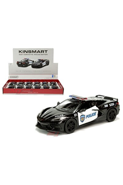 Kinsmart ديانومي نموذج سيارة كورفيت 2021 بمقياس 1:36 - إصدار الشرطة ورجال الإ...