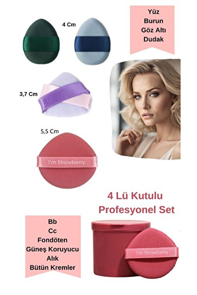 Melien 4 Lü Kozmetik Parmak Burun Yüz Göz Altı Kapatıcı Kuru Islak Pudra Alık...