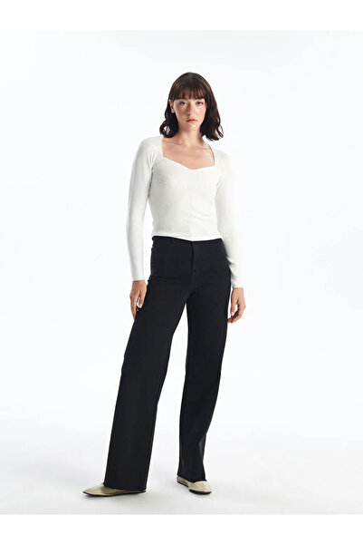LC Waikiki LCW Jeans Siyah Wideleg Kadın Jean Pantolon