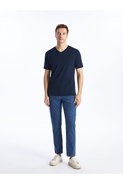 LC Waikiki Navy Blue V-Neck Short Sleeve Men's T-Shirt