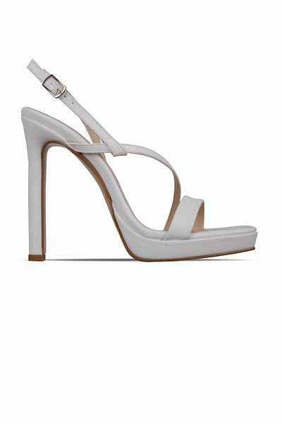Lal Shoes & Bags Pantofi cu toc cu detaliu cu bandă în față pentru femei politicoși-albi