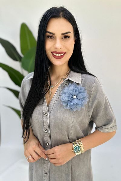 GÖKSEL Flower Collar Pin Large Size Dress