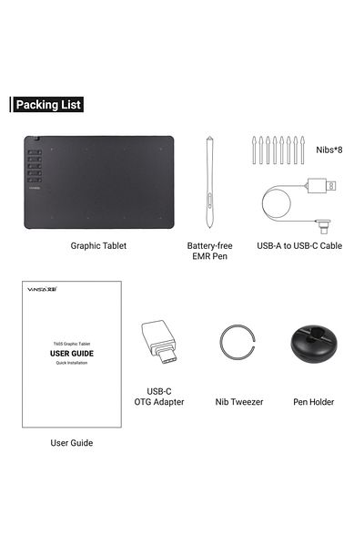 Aibecy T906 VINSA T1161 Graphics Drawing Tablet Ultra-thin Art Creation Sketch with Battery-free Stylus 8 P