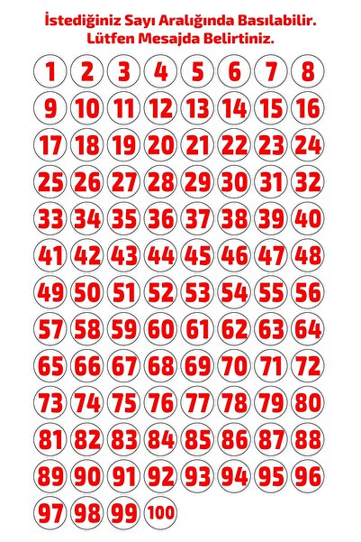 DİJİTAL BARKOD Sayı Etiketi Sayı Sticker Numara Etiketi 1'den 100'e Kadar Kır...