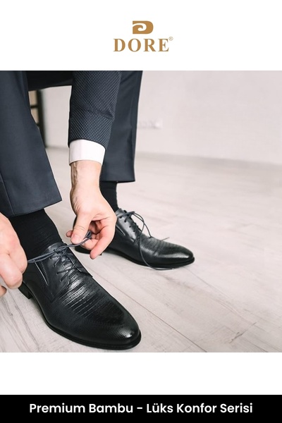 Dore Orijinal Erkek 4 Çift Premium Bambu Dikişsiz Esnek Konfor Modeli Uzun Soket Çorap Siyah Lacivert