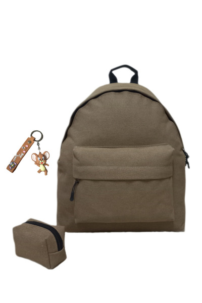 Casual group Kanvas Kumaş Camel Unisex Sırt Çantası Anahtarlık