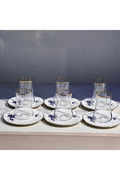 EVALIZA Nostaljı Kelebek 6Lı Çay Seti