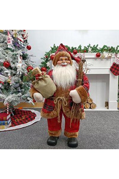 Empressco 80cm Noel Baba figürü, kahverengi elbiseli ve renkli yılbaşı dekoru