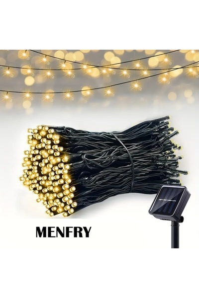 MENFRY Solar Enerjili 10 Metre 100 Ledli 8 Animasyonlu Bahçe Balkon Teras Ayd...