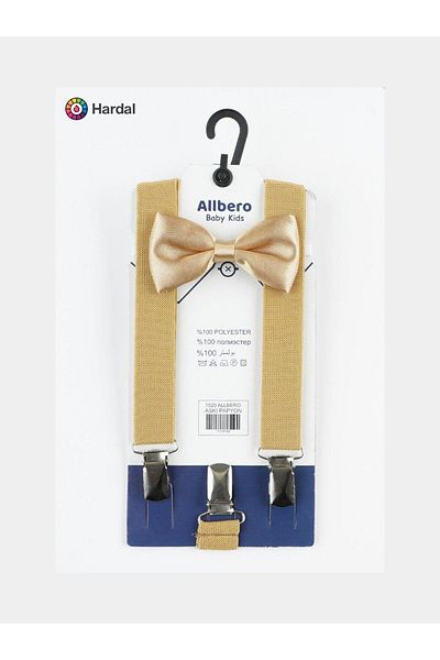 Baby Clime Mustard Color Kids Pants Suspender Bowtie Set 1-9 Years Birthday Costume Accessory
