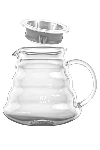 Generic Heat-resistant clear glass dripper carafe with hand filter, suitable for drip coffee making