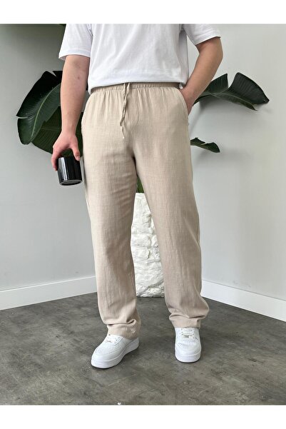 Quik-max Πλενόμενο λινό παντελόνι φαρδύ